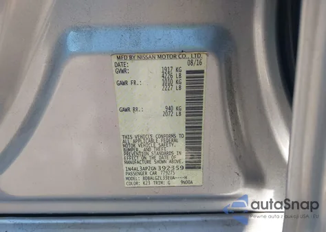 2016 Nissan Altima 2.5 S from USA, damaged, VIN 1N4AL3AP2GN392359